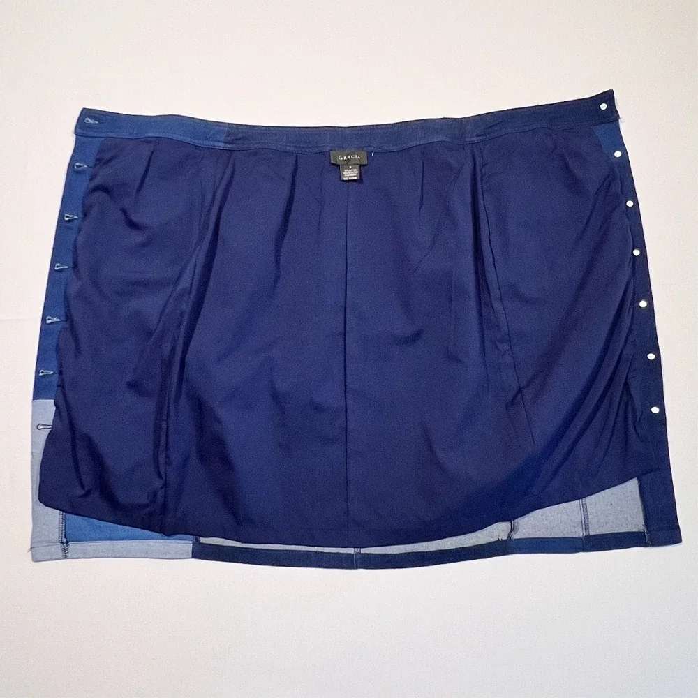 Gracia Skirt Blue Patchwork Denim Button‎ Front Western Midi Women's Small